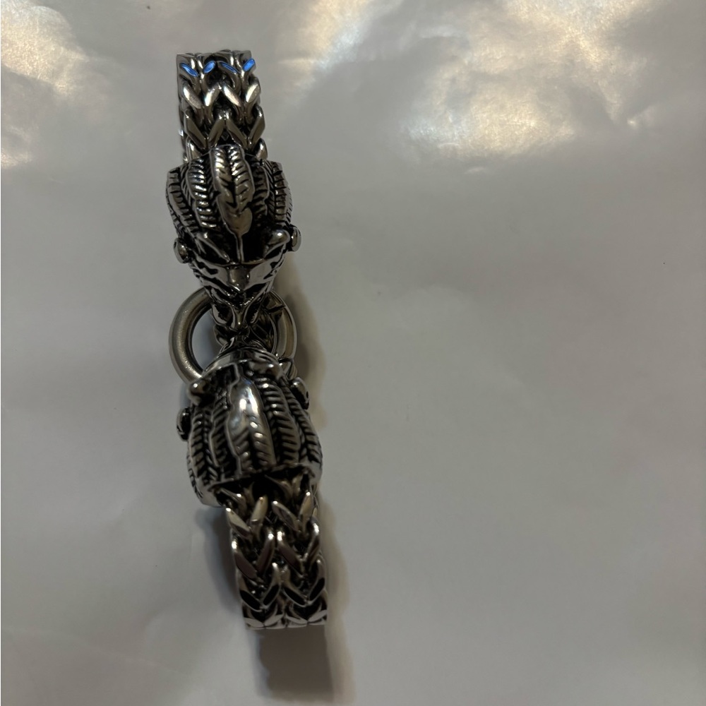 Men’s Franco Double Lion’s Head Sterling Silver Elegant Bracelet